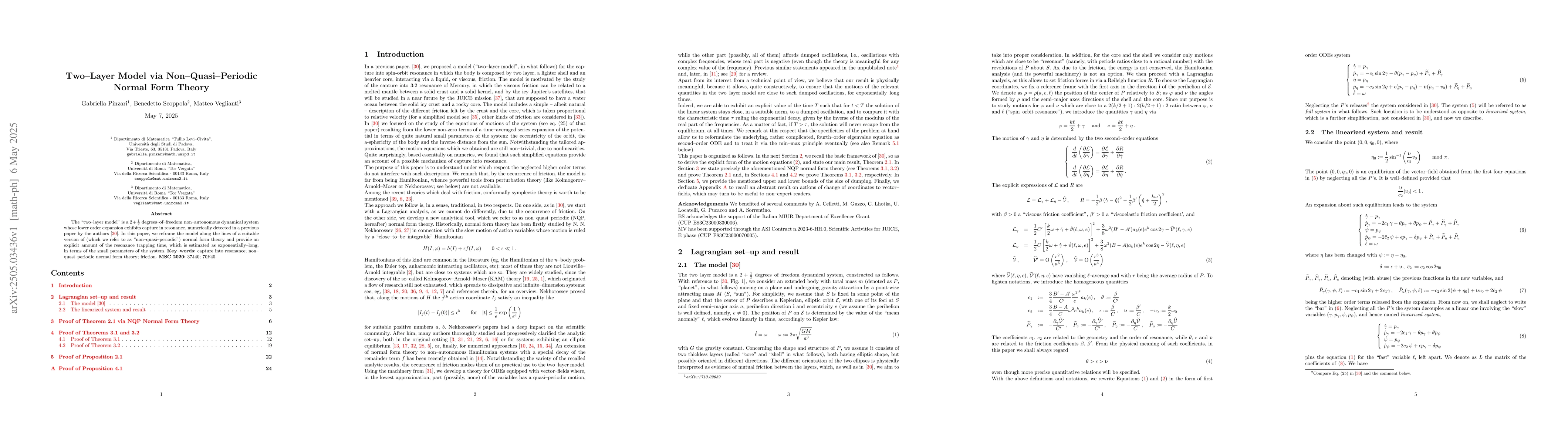 Thumbnail for Two Layer Model via Non Quasi Periodic Normal Form Theory