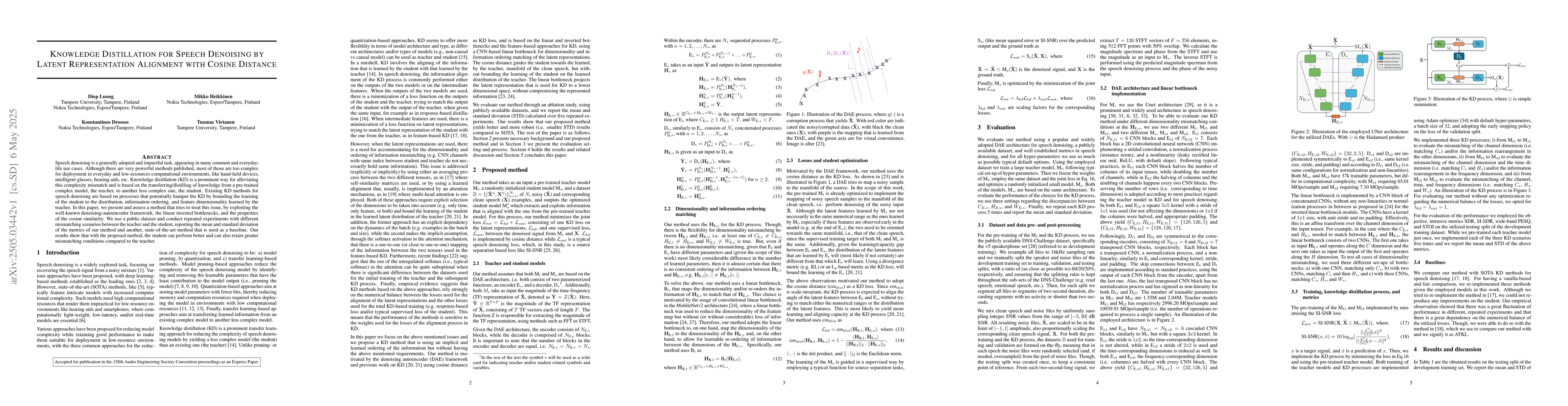 Thumbnail for Knowledge Distillation for Speech Denoising by Latent Representation
  Alignment with Cosine Distance