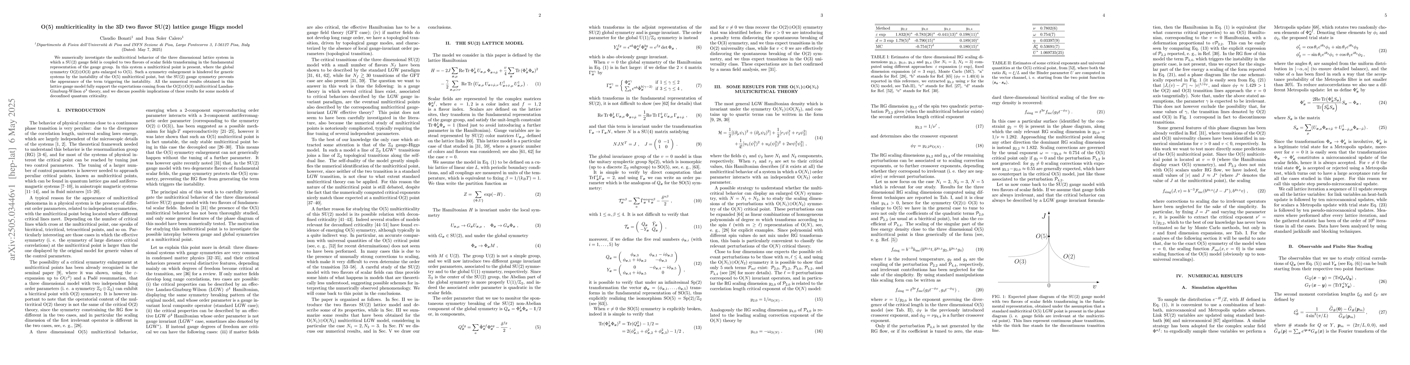 Thumbnail for O(5) multicriticality in the 3D two flavor SU(2) lattice gauge Higgs
  model