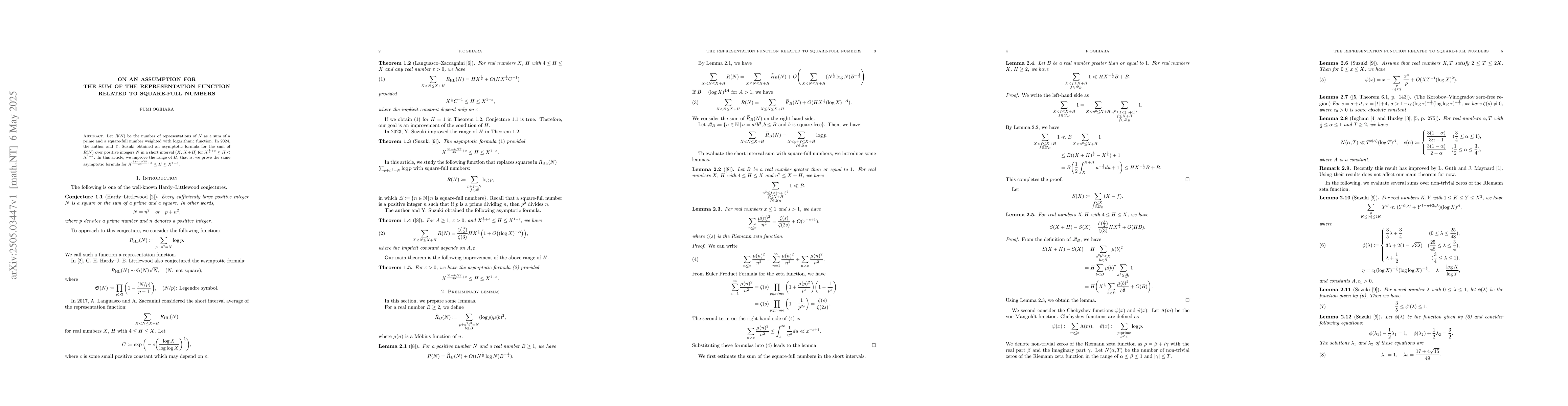 Thumbnail for On an assumption for the sum of the representation function related to
  square-full numbers