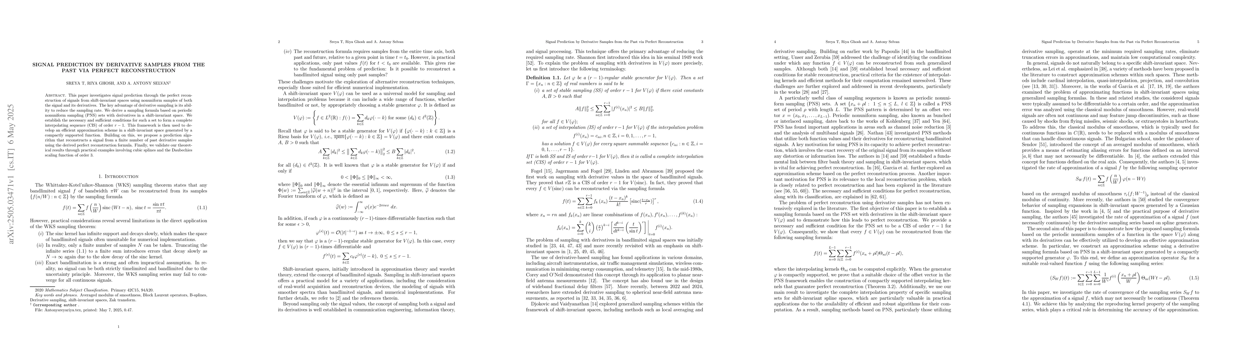 Thumbnail for Signal Prediction by Derivative Samples from the Past via Perfect
  Reconstruction
