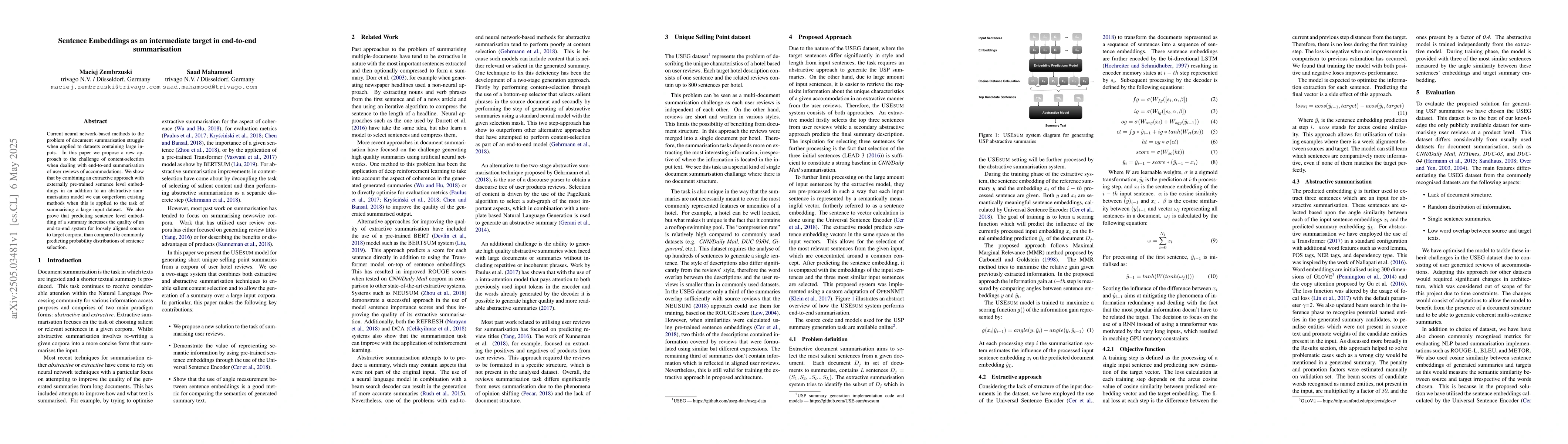 Thumbnail for Sentence Embeddings as an intermediate target in end-to-end
  summarisation