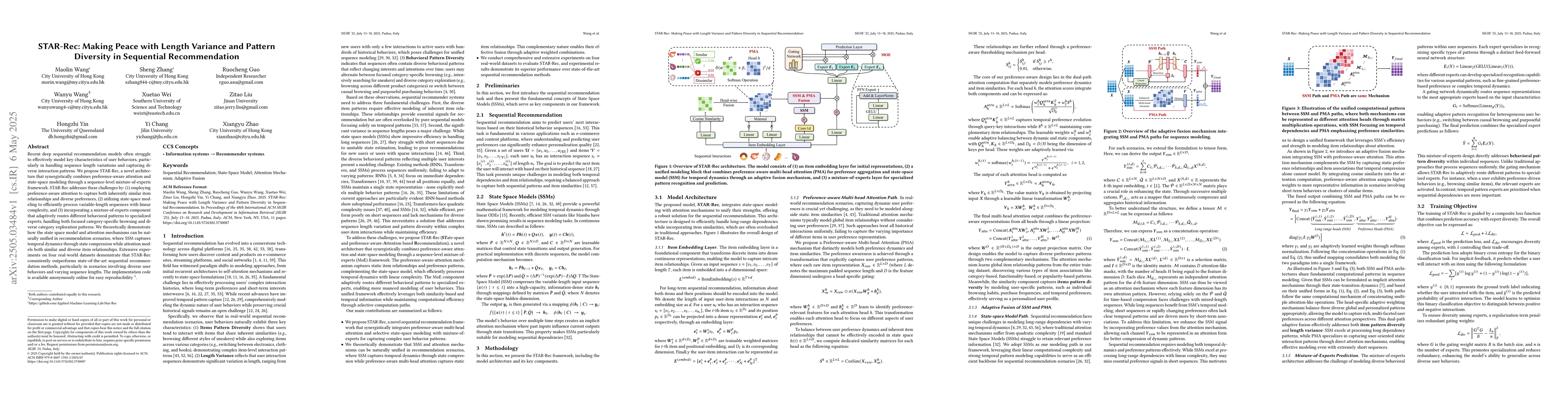 Thumbnail for STAR-Rec: Making Peace with Length Variance and Pattern Diversity in
  Sequential Recommendation