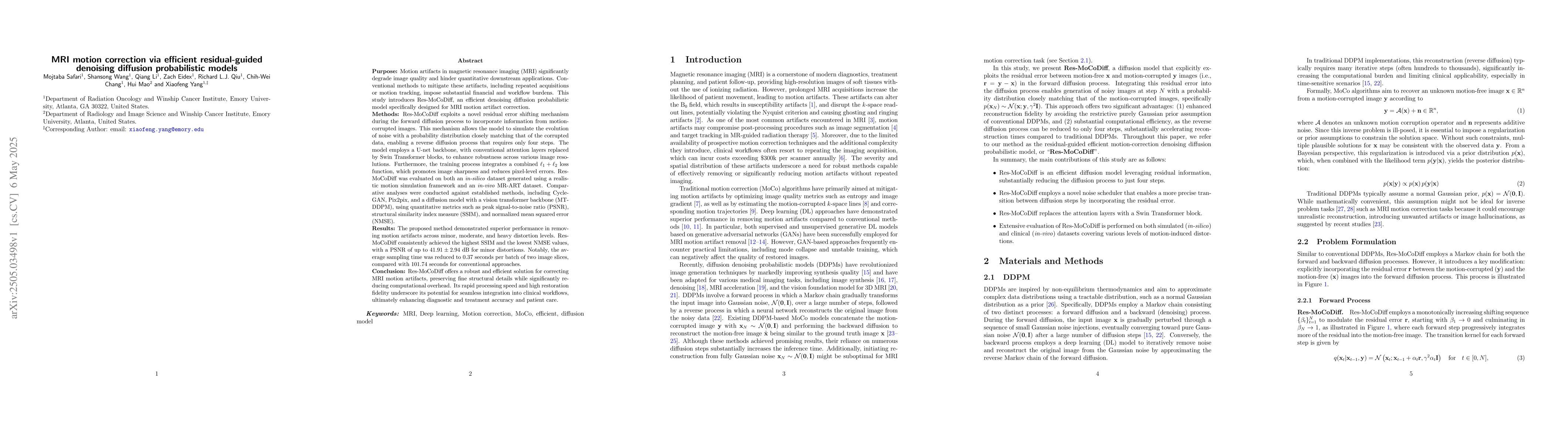 Thumbnail for MRI motion correction via efficient residual-guided denoising diffusion
  probabilistic models