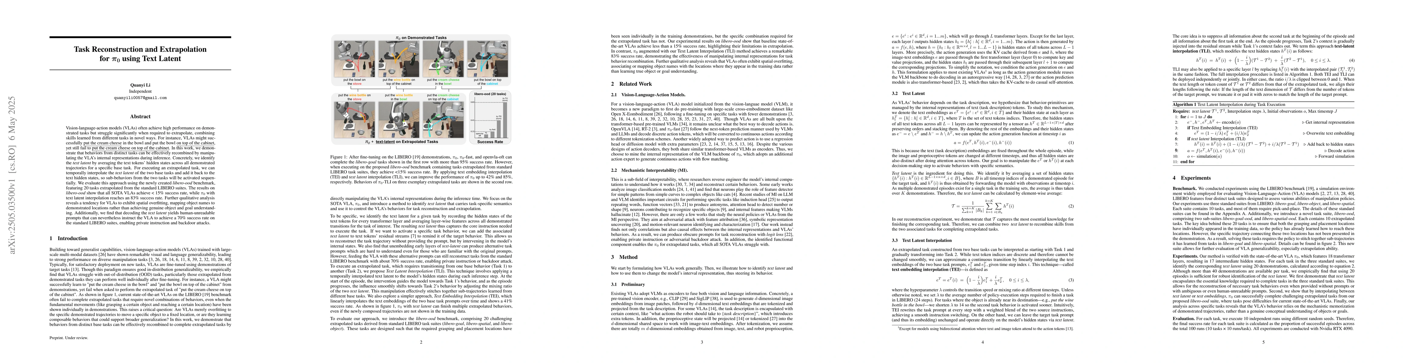 Thumbnail for Task Reconstruction and Extrapolation for $π_0$ using Text Latent