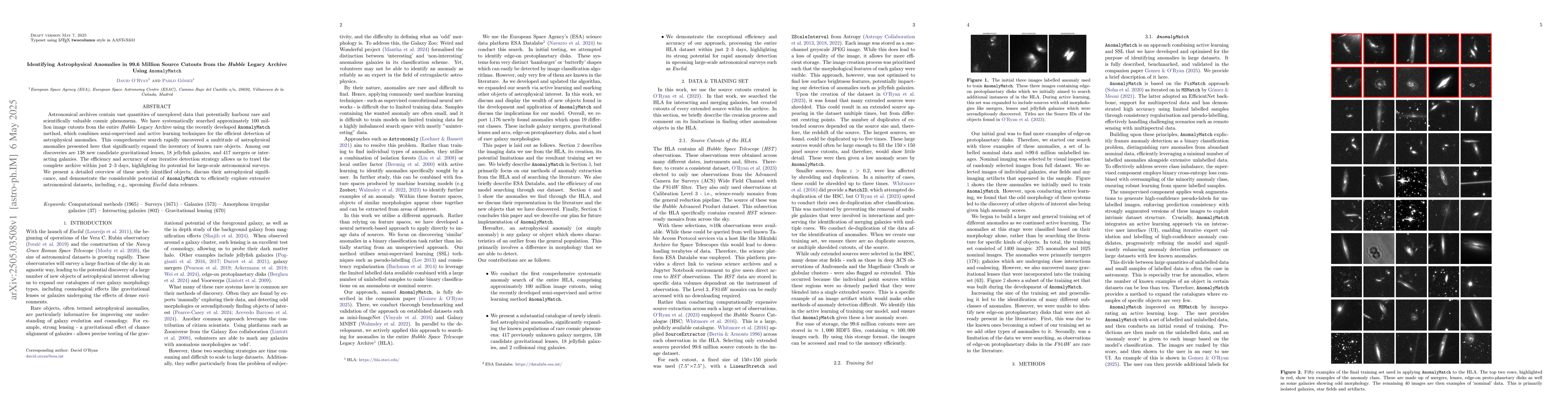 Thumbnail for Identifying Astrophysical Anomalies in 99.6 Million Cutouts from the
  Hubble Legacy Archive Using AnomalyMatch