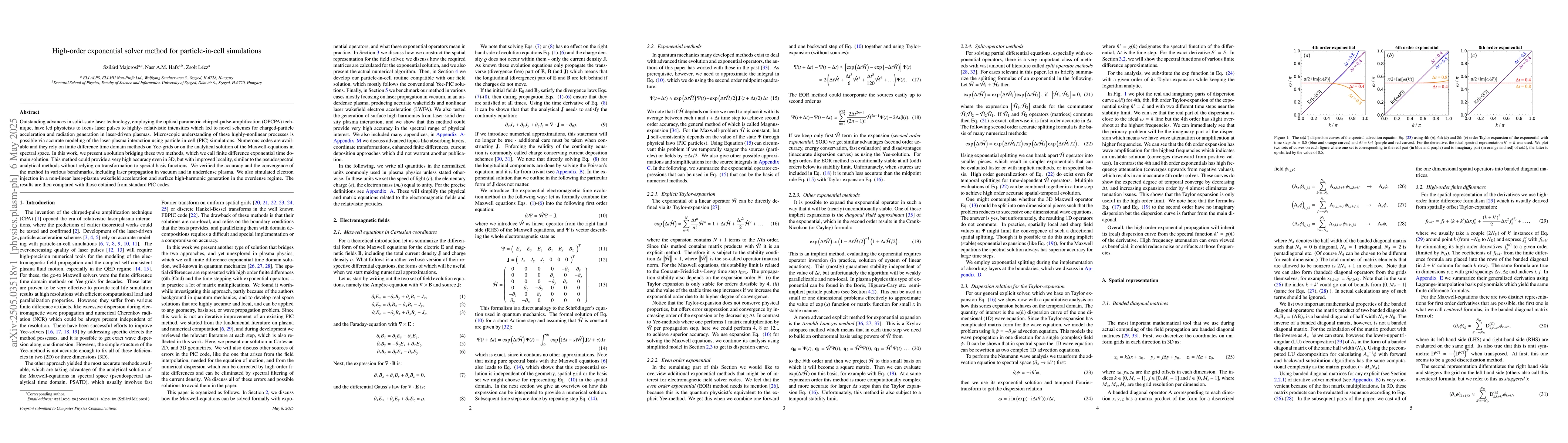 Thumbnail for High-order exponential solver method for particle-in-cell simulations