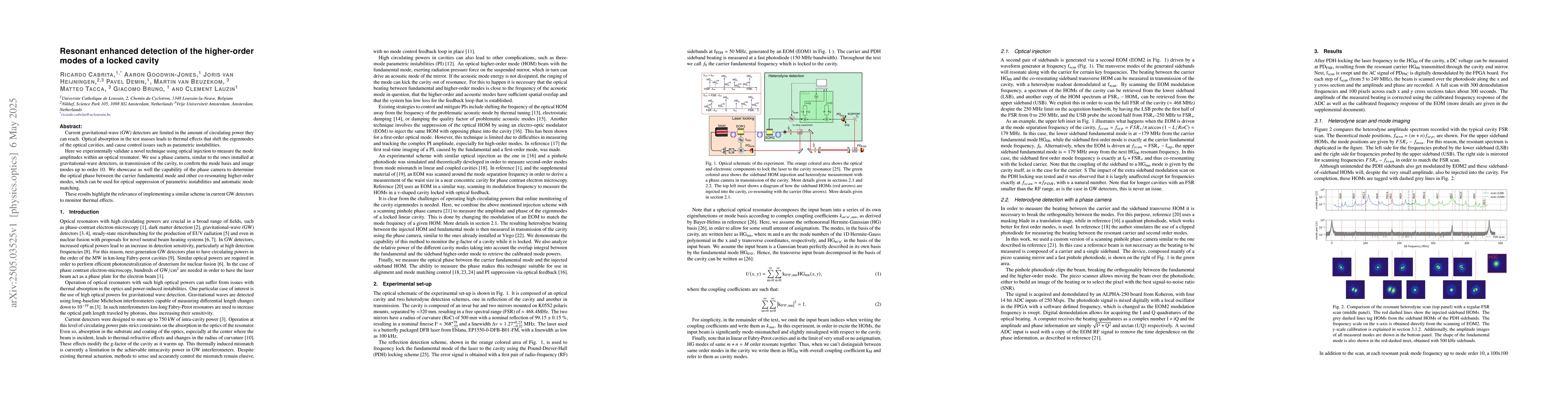 Thumbnail for Resonant enhanced detection of the higher-order modes of a locked cavity