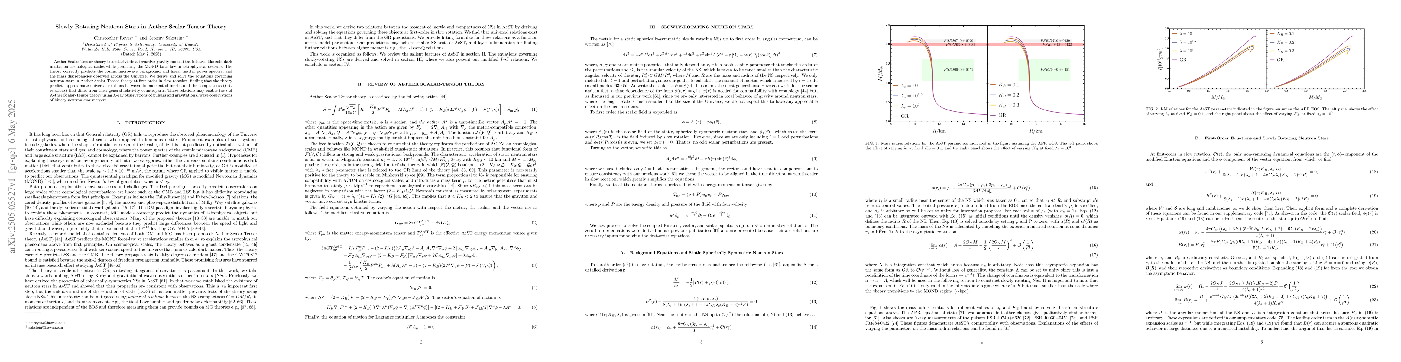 Thumbnail for Slowly Rotating Neutron Stars in Aether Scalar-Tensor Theory
