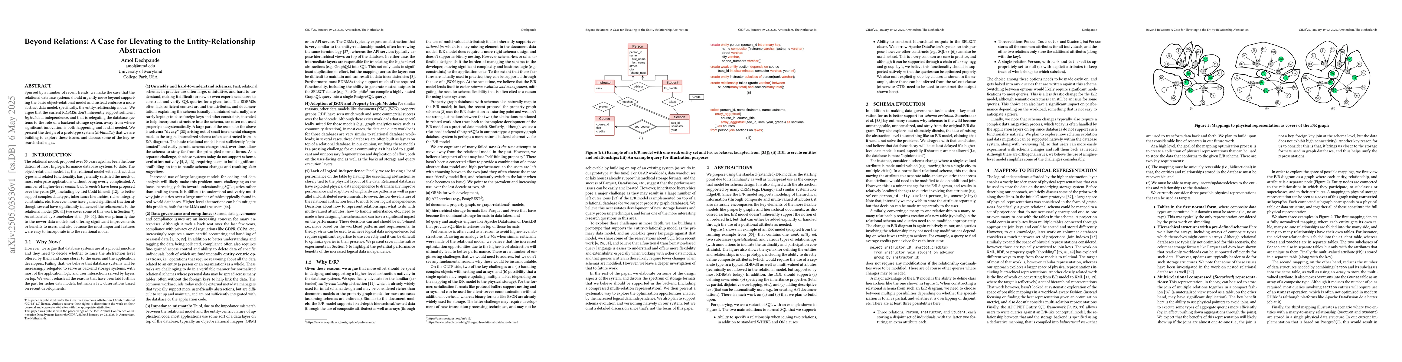Thumbnail for Beyond Relations: A Case for Elevating to the Entity-Relationship
  Abstraction
