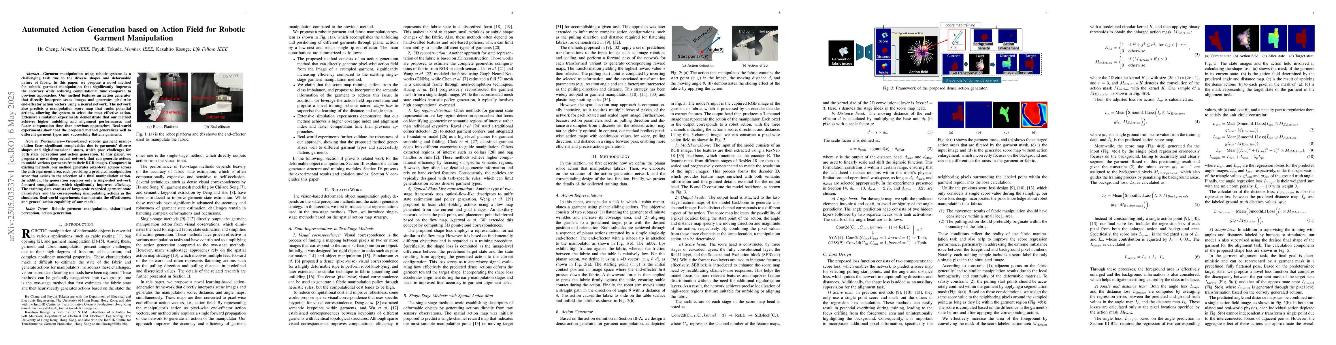 Thumbnail for Automated Action Generation based on Action Field for Robotic Garment
  Manipulation