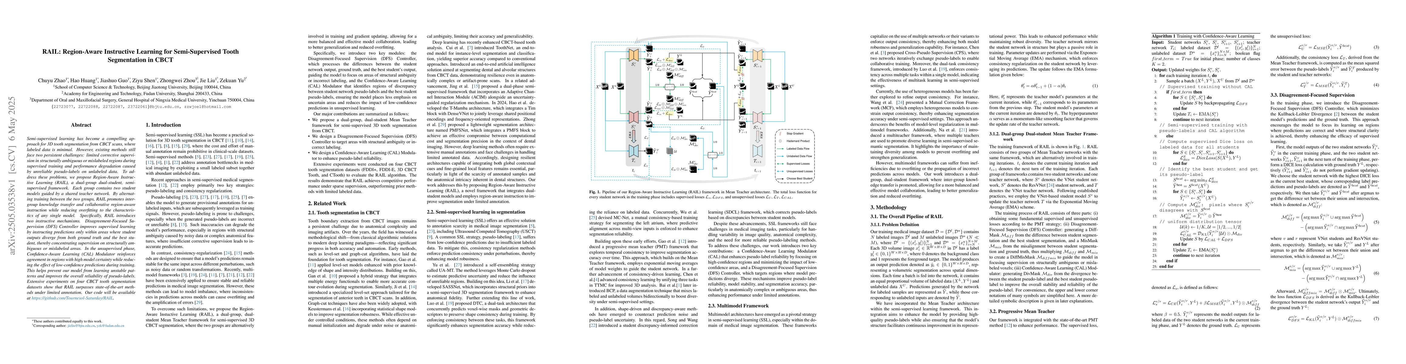 Thumbnail for RAIL: Region-Aware Instructive Learning for Semi-Supervised Tooth
  Segmentation in CBCT