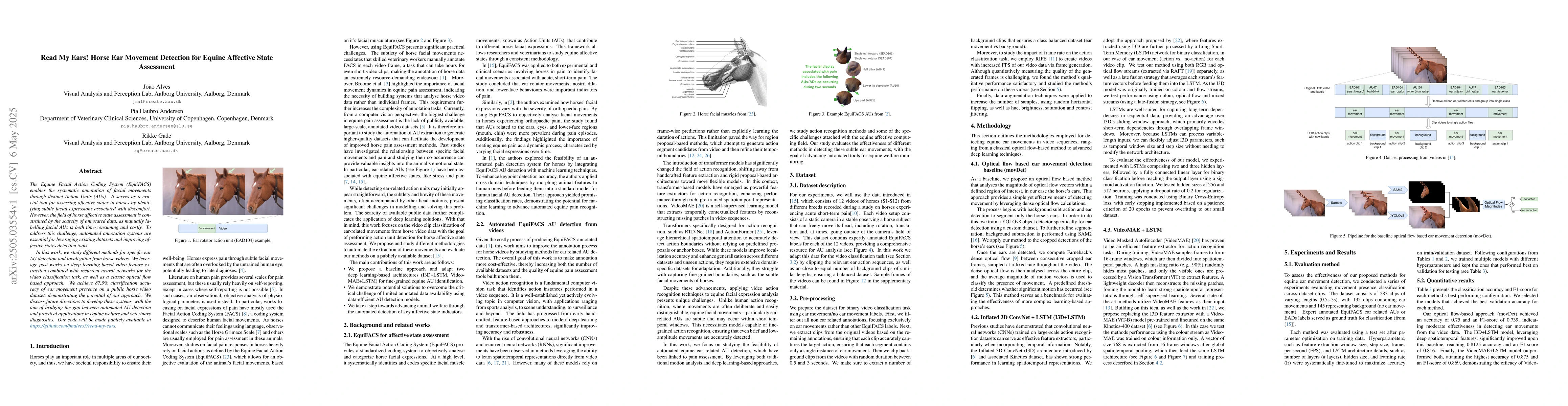 Thumbnail for Read My Ears! Horse Ear Movement Detection for Equine Affective State
  Assessment