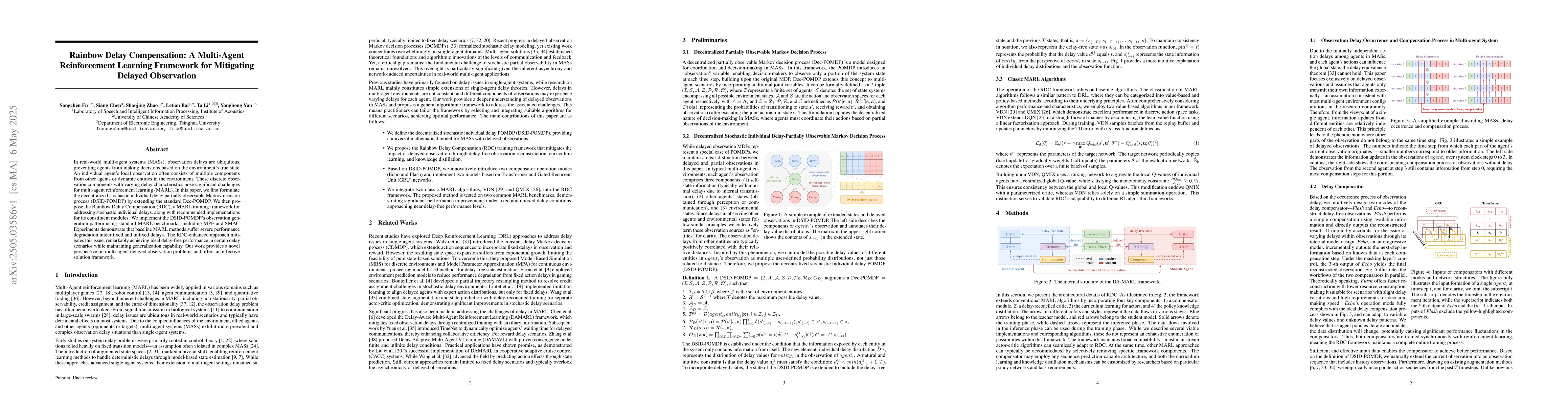 Thumbnail for Rainbow Delay Compensation: A Multi-Agent Reinforcement Learning
  Framework for Mitigating Delayed Observation