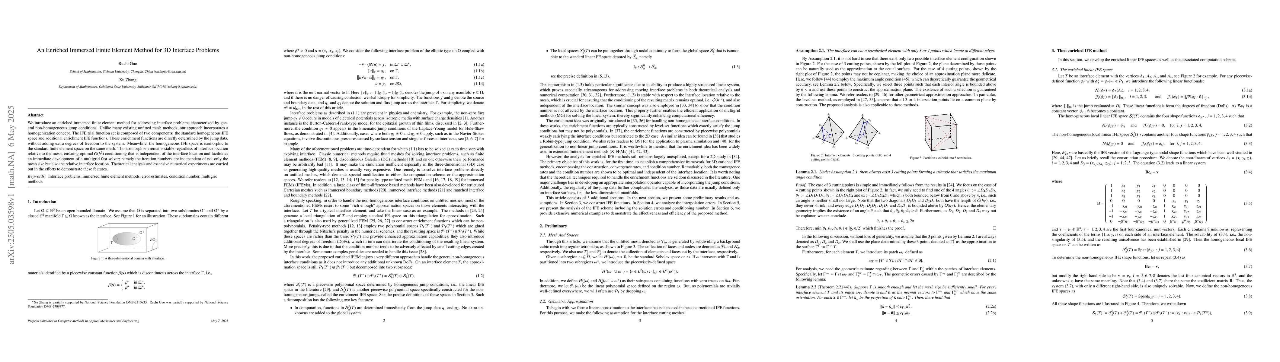 Thumbnail for An Enriched Immersed Finite Element Method for 3D Interface Problems