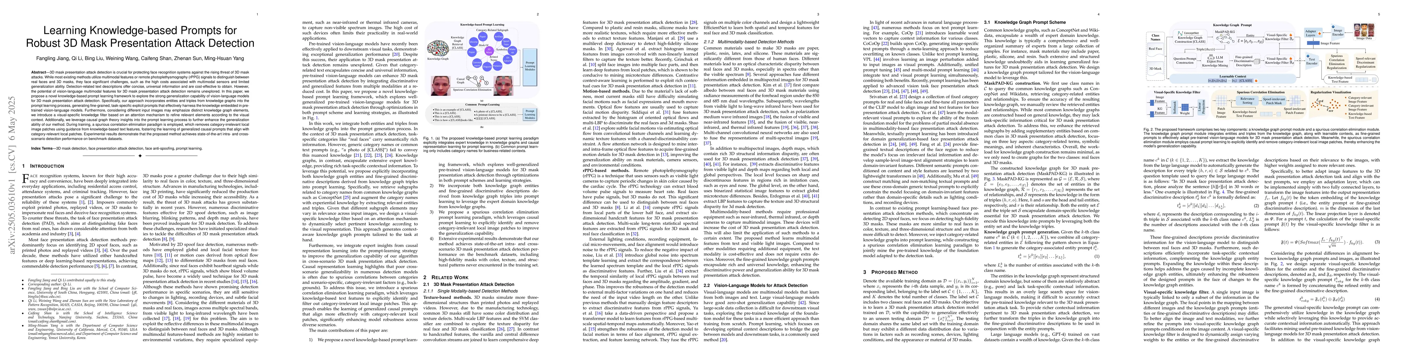 Thumbnail for Learning Knowledge-based Prompts for Robust 3D Mask Presentation Attack
  Detection
