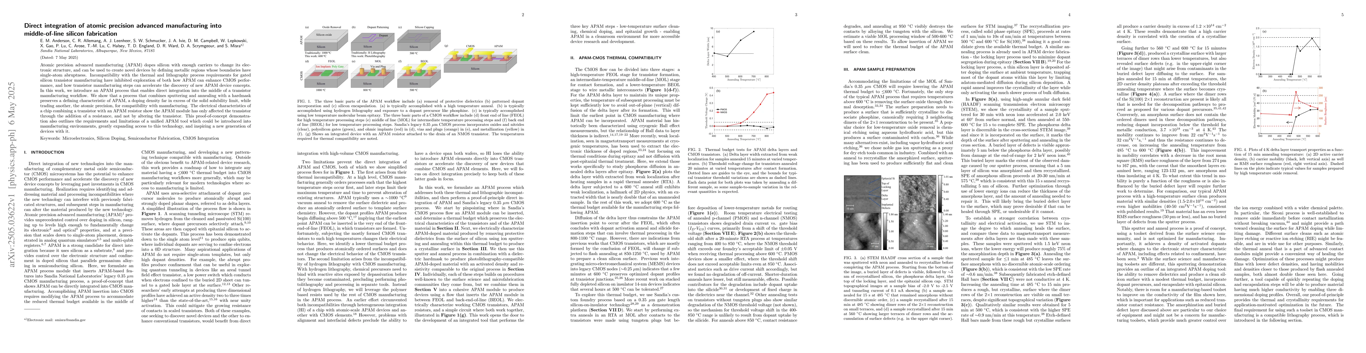 Thumbnail for Direct integration of atomic precision advanced manufacturing into
  middle-of-line silicon fabrication