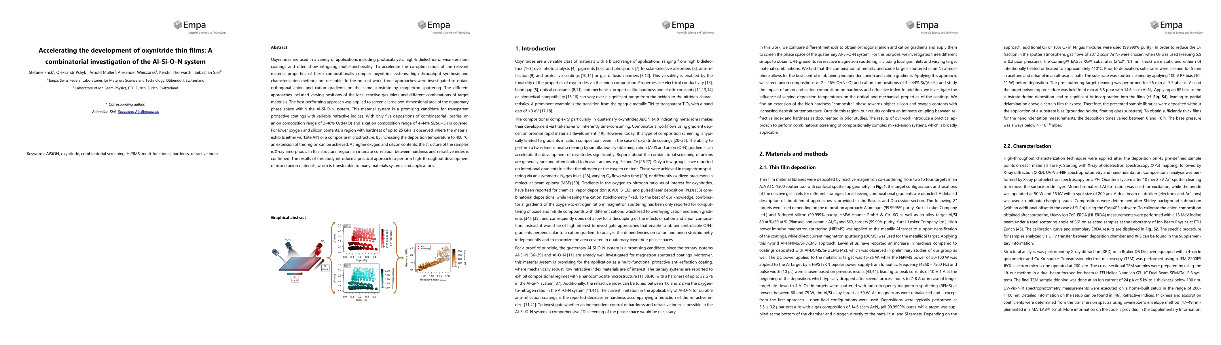 Thumbnail for Accelerating the development of oxynitride thin films: A combinatorial
  investigation of the Al-Si-O-N system