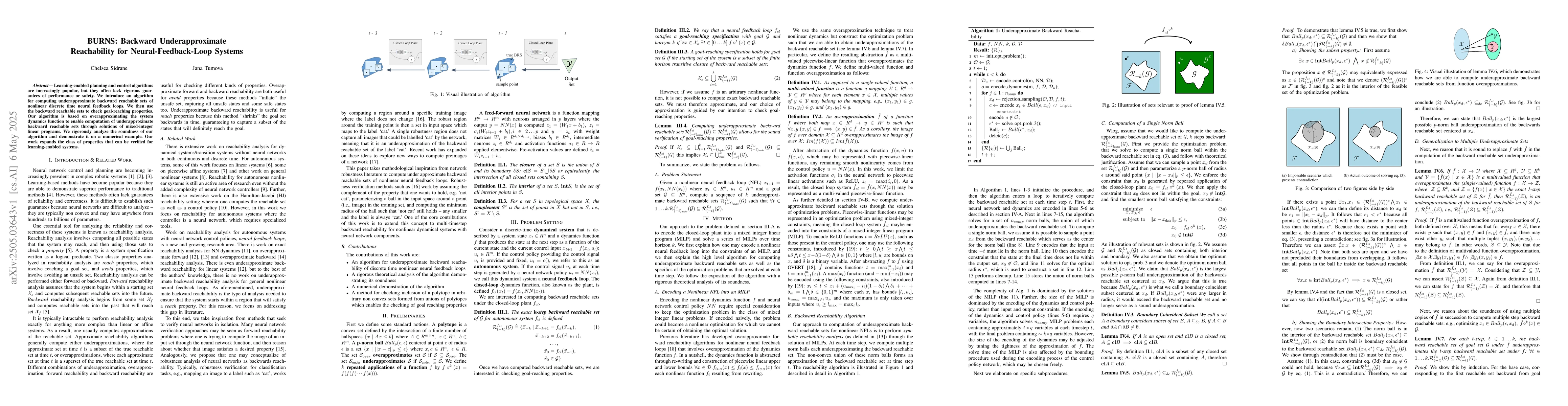 Thumbnail for BURNS: Backward Underapproximate Reachability for Neural-Feedback-Loop
  Systems