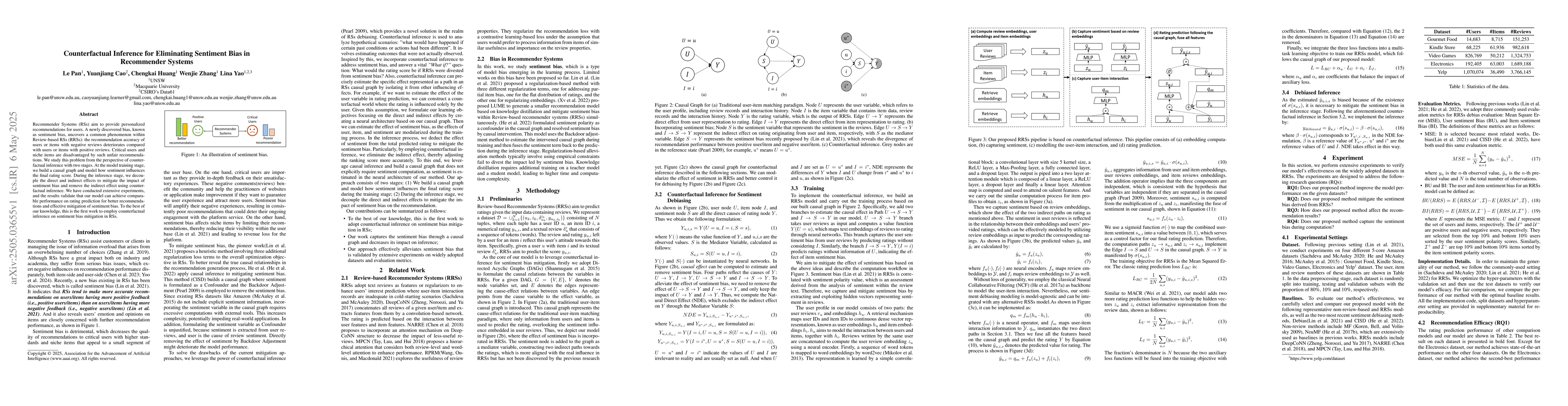 Thumbnail for Counterfactual Inference for Eliminating Sentiment Bias in Recommender
  Systems