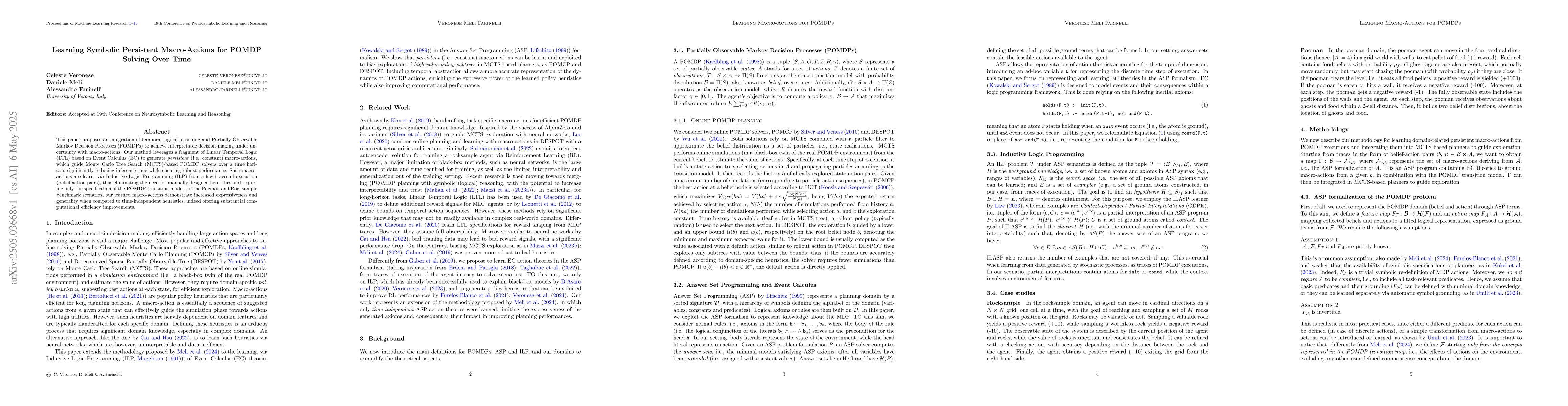 Thumbnail for Learning Symbolic Persistent Macro-Actions for POMDP Solving Over Time