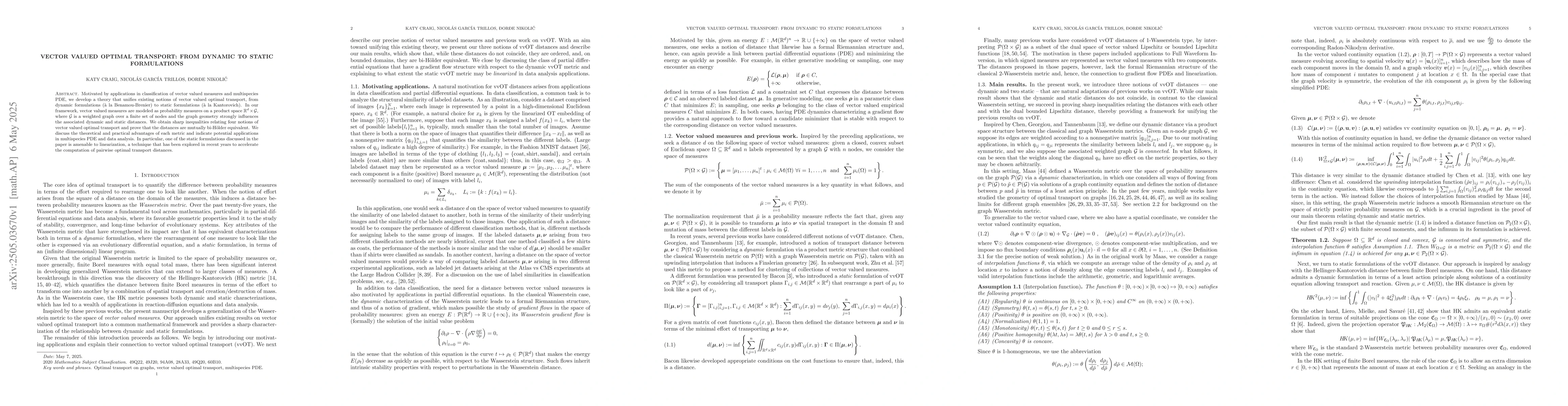 Thumbnail for Vector valued optimal transport: from dynamic to static formulations