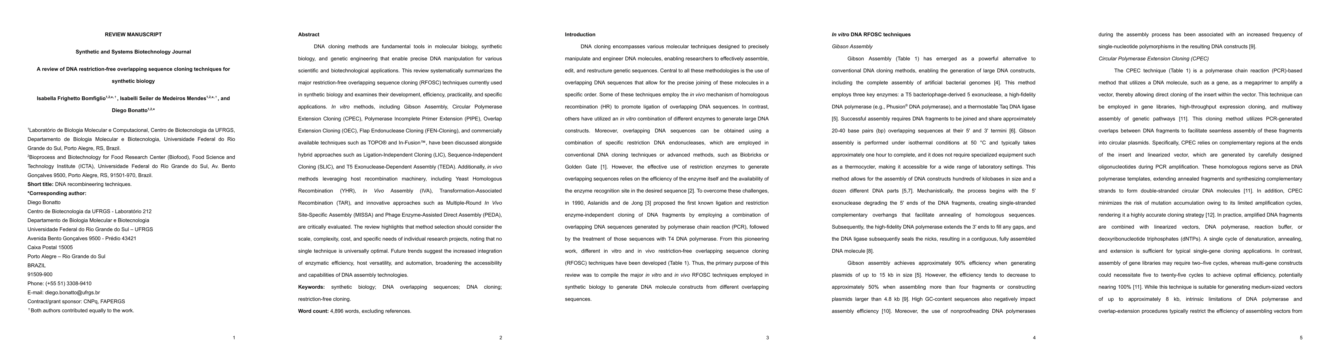 Thumbnail for A review of DNA restriction-free overlapping sequence cloning techniques
  for synthetic biology