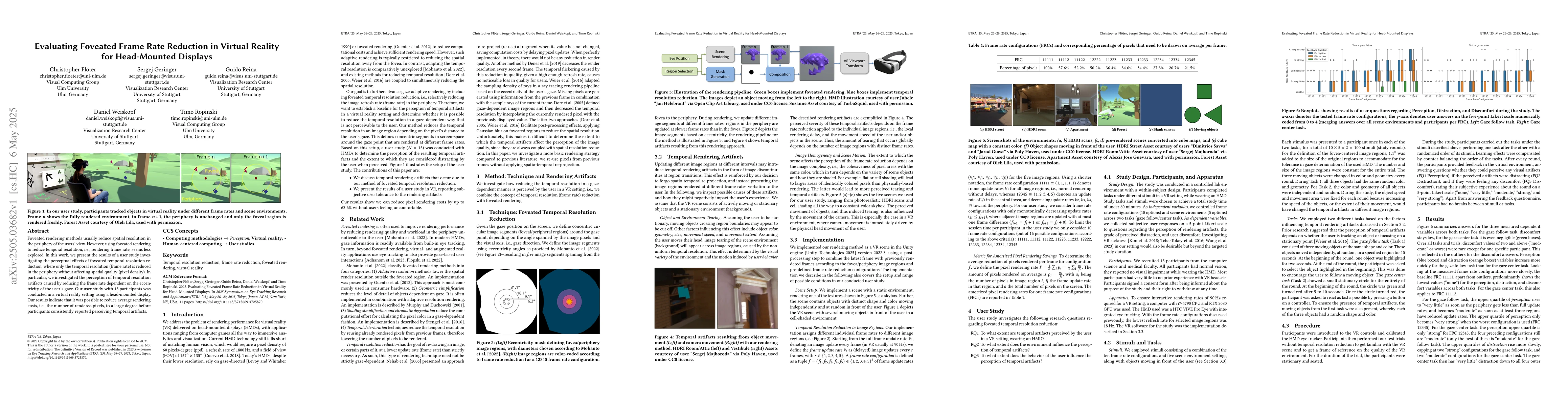 Thumbnail for Evaluating Foveated Frame Rate Reduction in Virtual Reality for
  Head-Mounted Displays
