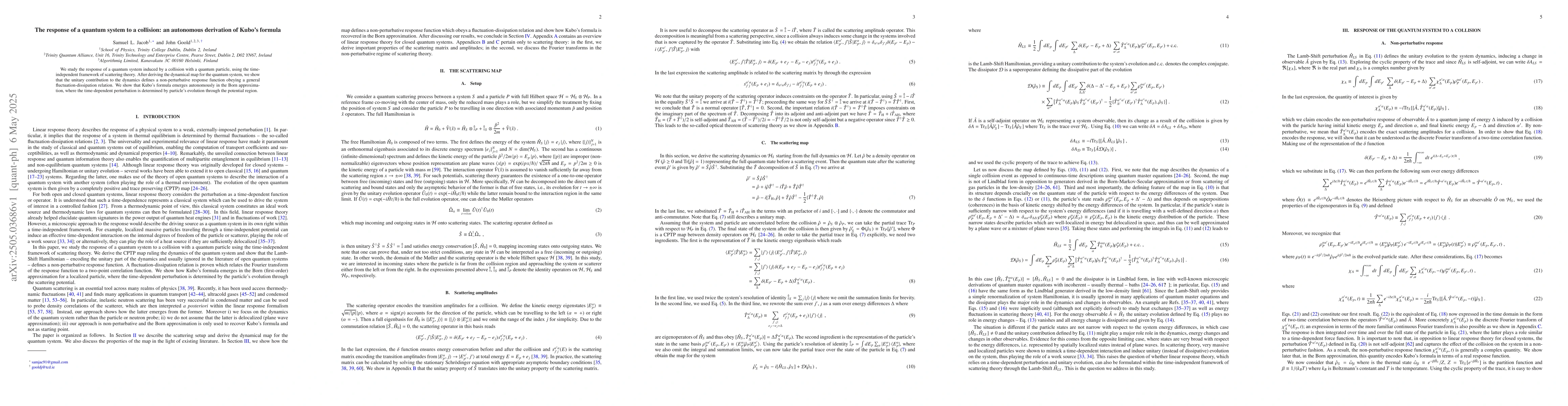 Thumbnail for The response of a quantum system to a collision: an autonomous
  derivation of Kubo's formula