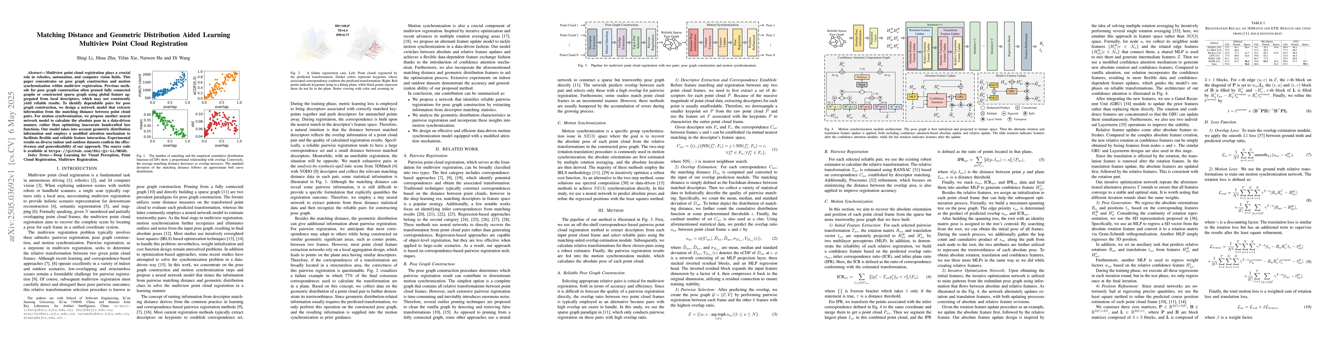 Thumbnail for Matching Distance and Geometric Distribution Aided Learning Multiview
  Point Cloud Registration