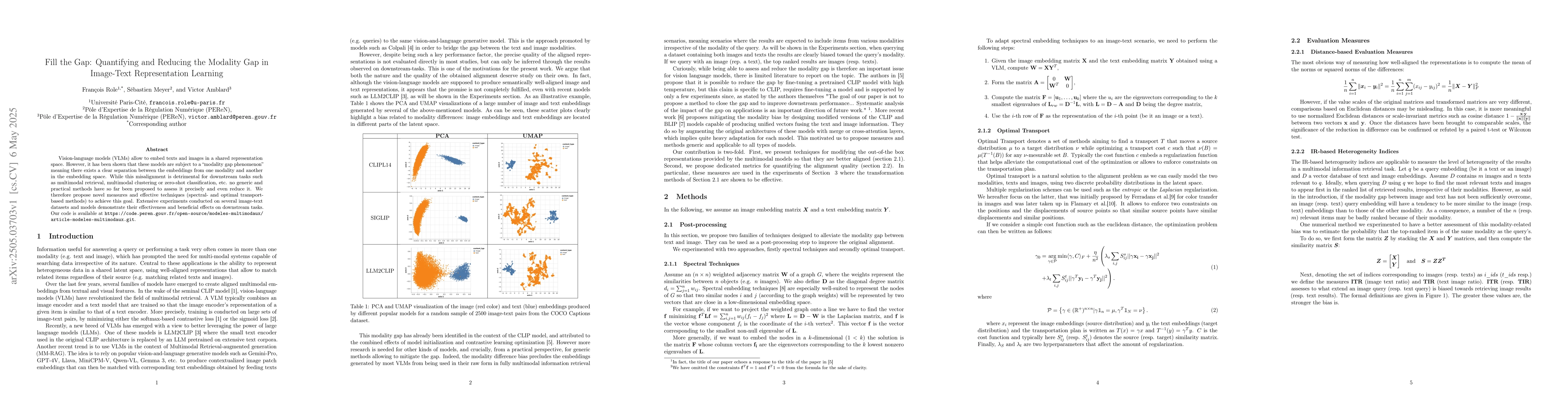 Thumbnail for Fill the Gap: Quantifying and Reducing the Modality Gap in Image-Text
  Representation Learning