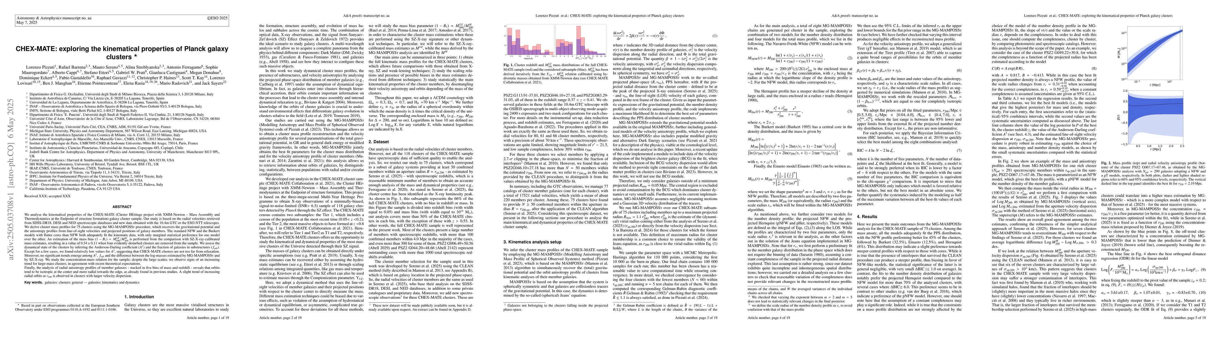 Thumbnail for CHEX-MATE: exploring the kinematical properties of Planck galaxy
  clusters