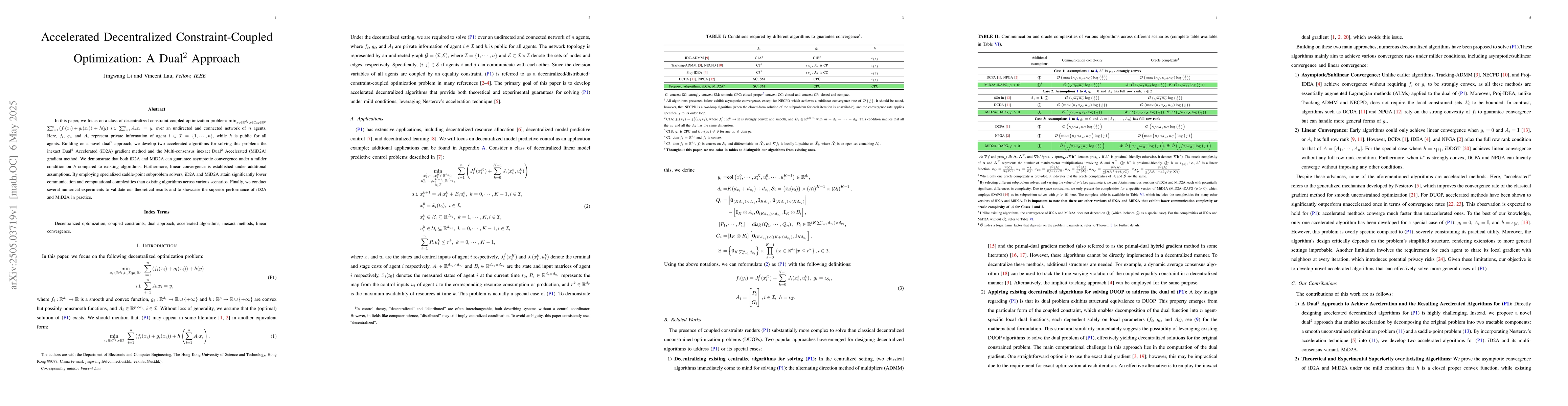 Thumbnail for Accelerated Decentralized Constraint-Coupled Optimization: A Dual$^2$
  Approach