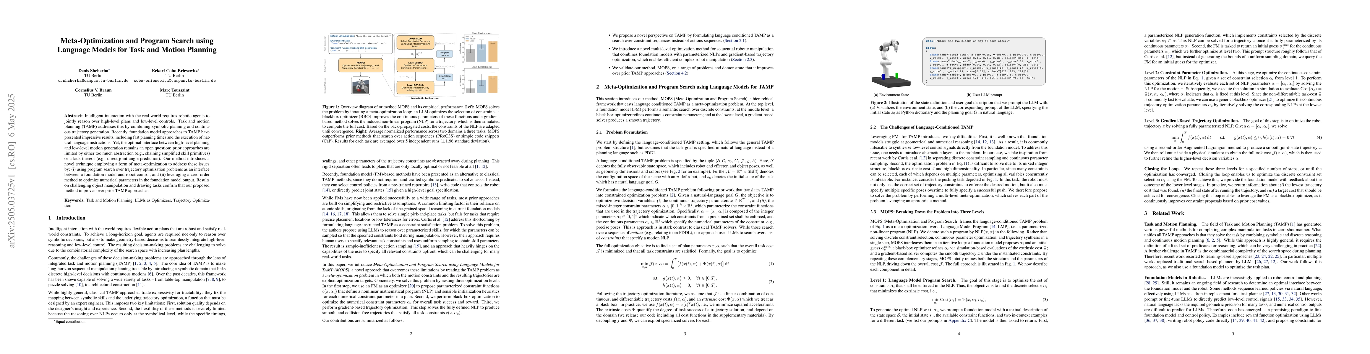 Thumbnail for Meta-Optimization and Program Search using Language Models for Task and
  Motion Planning