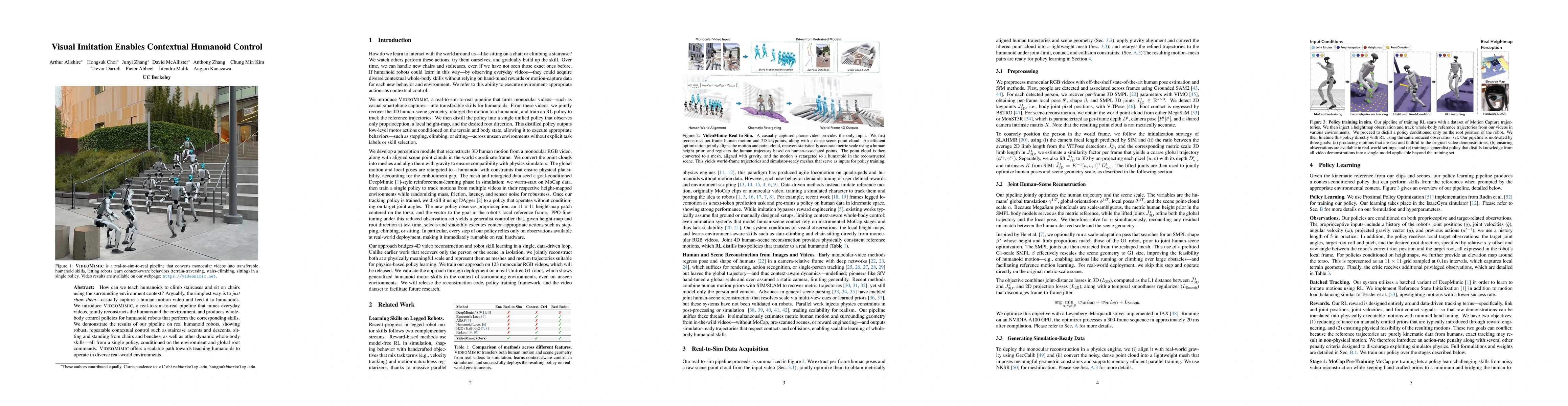 Thumbnail for Visual Imitation Enables Contextual Humanoid Control