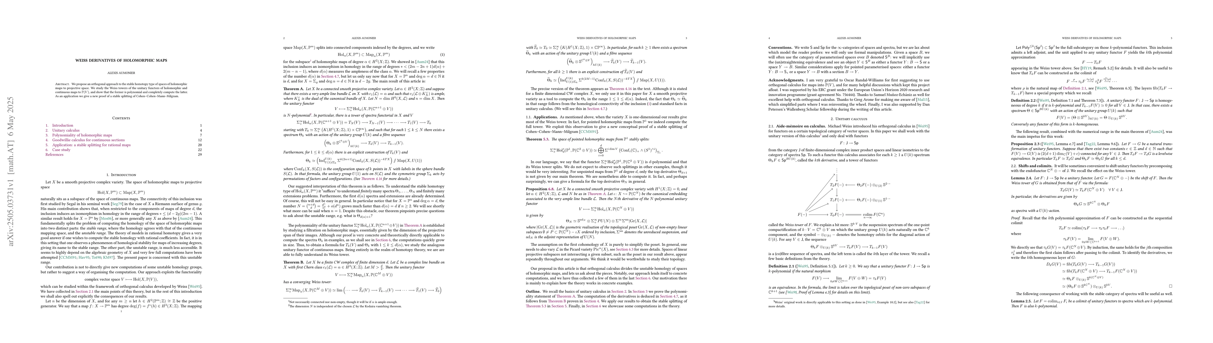 Thumbnail for Weiss derivatives of holomorphic maps