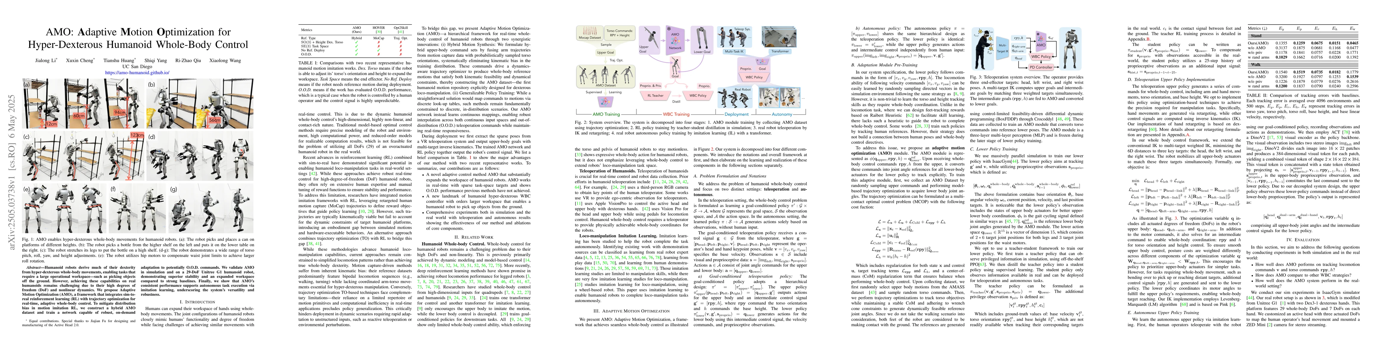 Thumbnail for AMO: Adaptive Motion Optimization for Hyper-Dexterous Humanoid
  Whole-Body Control