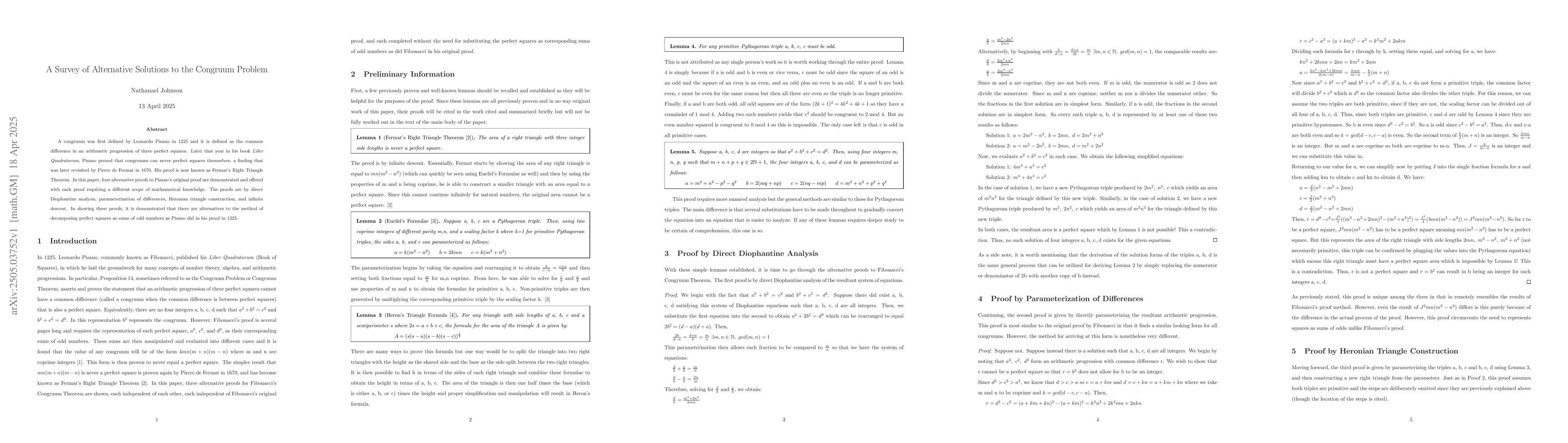 Thumbnail for A Survey of Alternative Solutions to the Congruum Problem