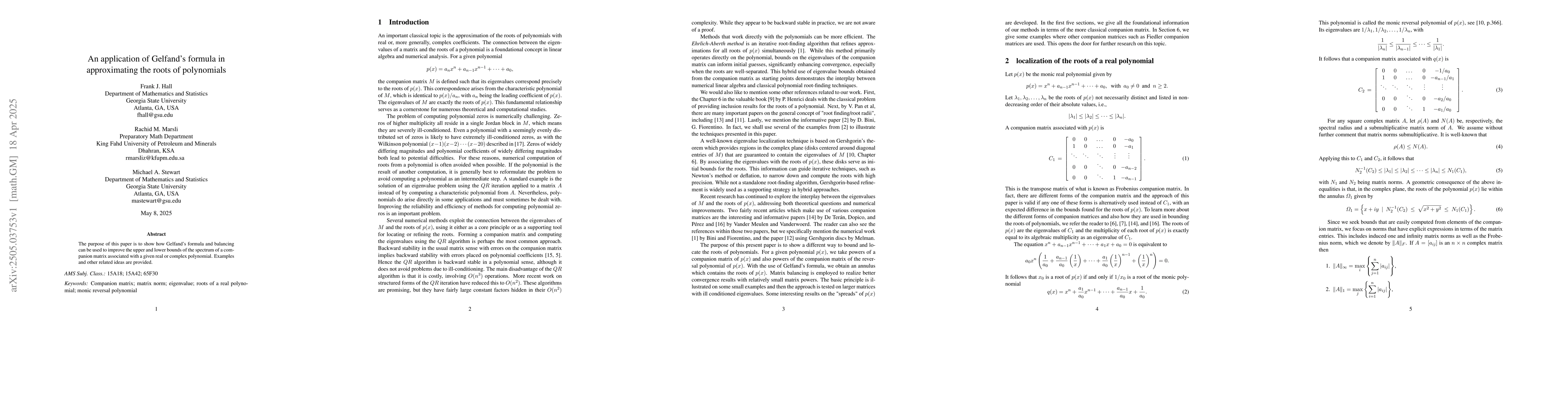 Thumbnail for An application of Gelfand's formula in approximating the roots of
  polynomials