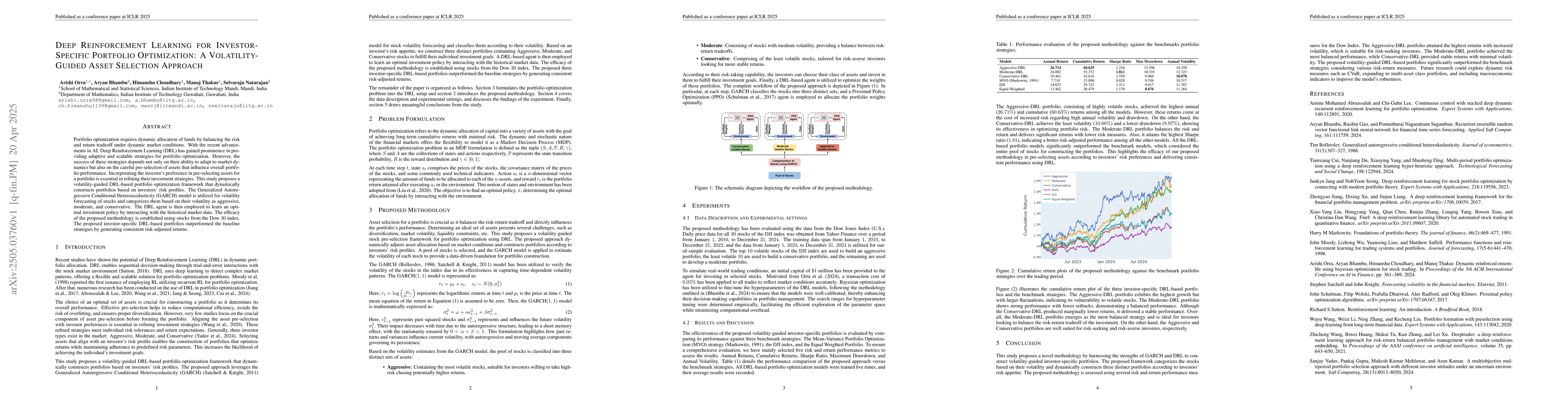 Thumbnail for Deep Reinforcement Learning for Investor-Specific Portfolio
  Optimization: A Volatility-Guided Asset Selection Approach