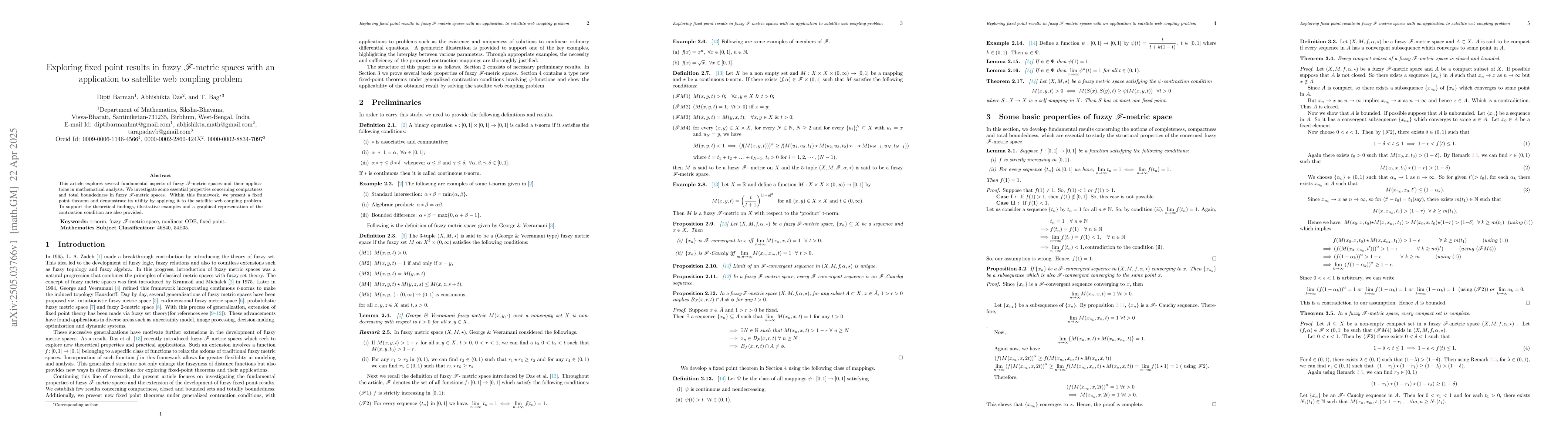Thumbnail for Exploring fixed point results in fuzzy $\mathscr{F}$-metric spaces with
  an application to satellite web coupling problem
