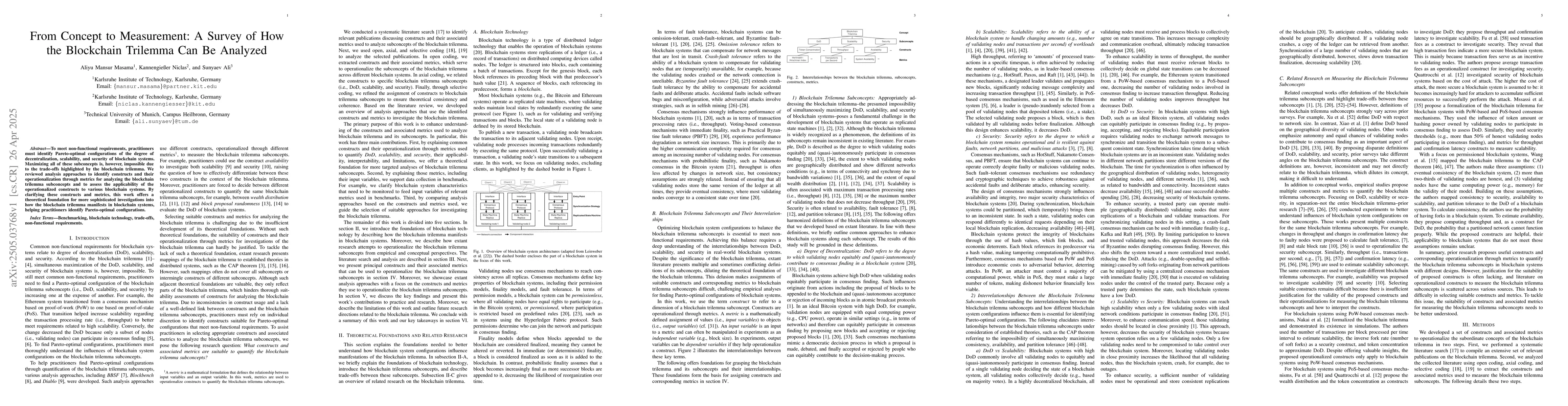 Thumbnail for From Concept to Measurement: A Survey of How the Blockchain Trilemma Can
  Be Analyzed