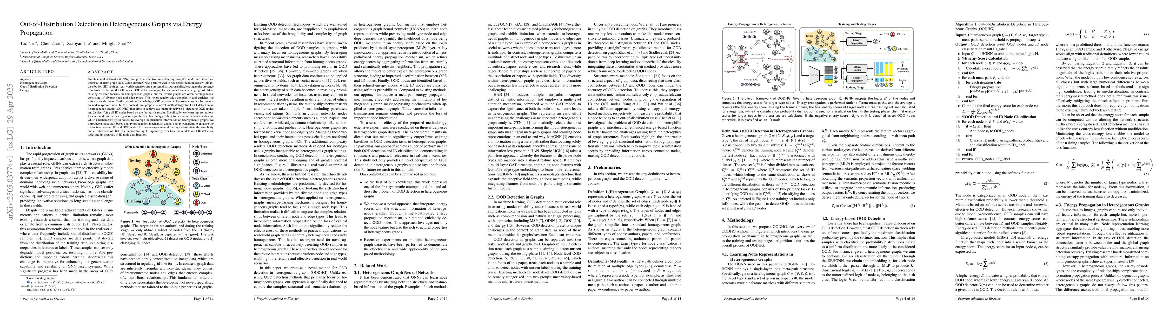 Thumbnail for Out-of-Distribution Detection in Heterogeneous Graphs via Energy
  Propagation