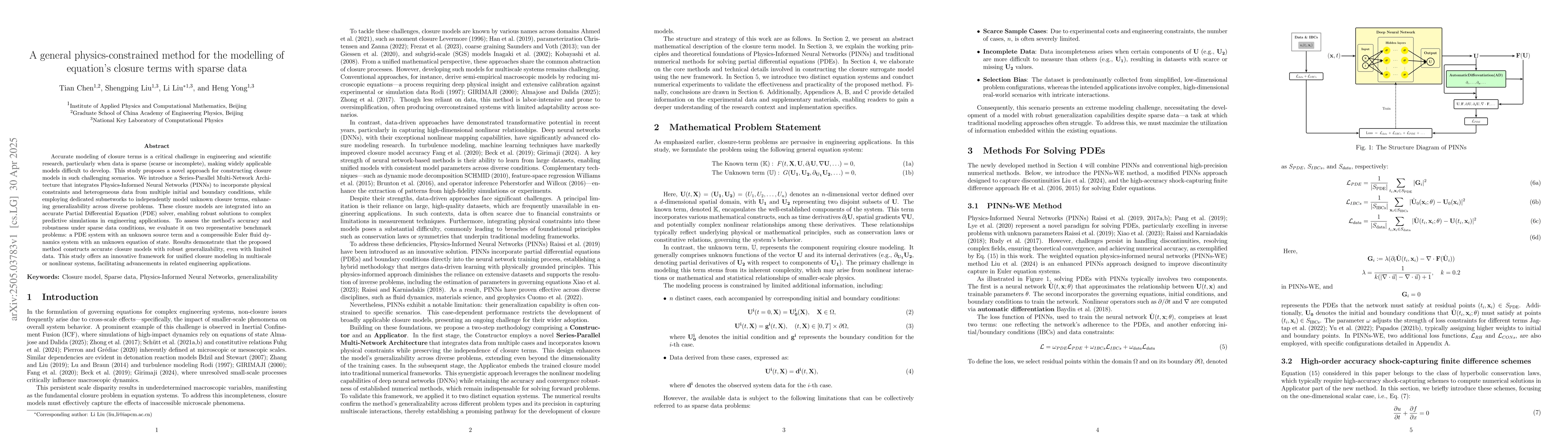 Thumbnail for A general physics-constrained method for the modelling of equation's
  closure terms with sparse data
