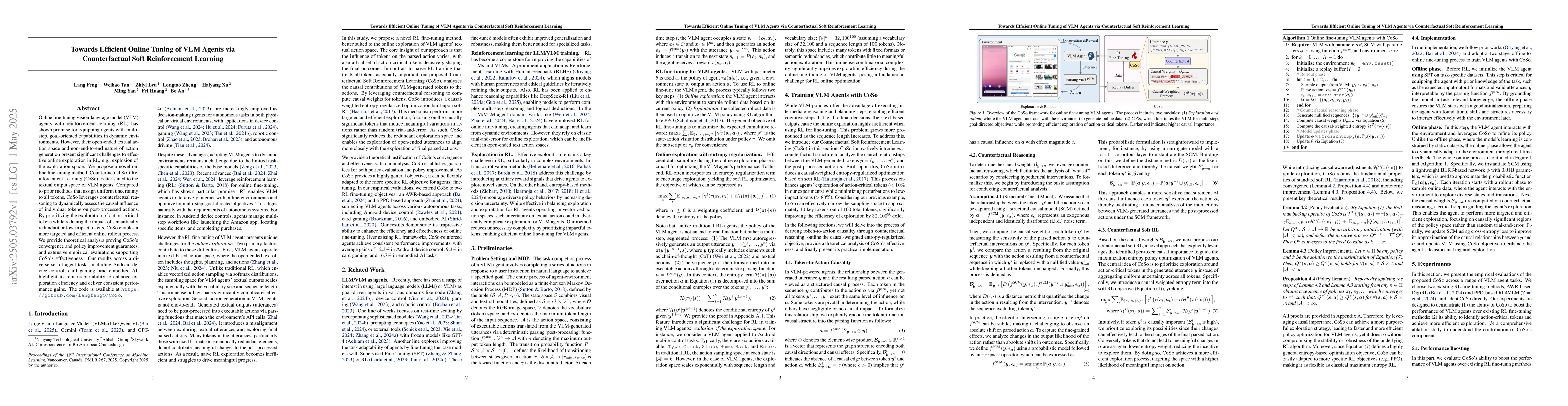 Thumbnail for Towards Efficient Online Tuning of VLM Agents via Counterfactual Soft
  Reinforcement Learning