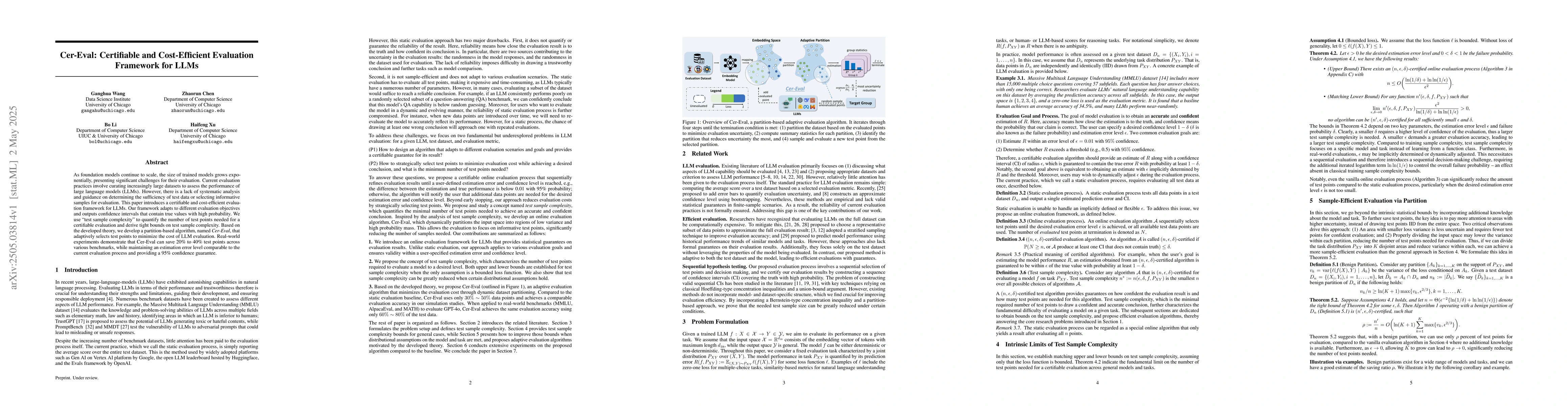 Thumbnail for Cer-Eval: Certifiable and Cost-Efficient Evaluation Framework for LLMs