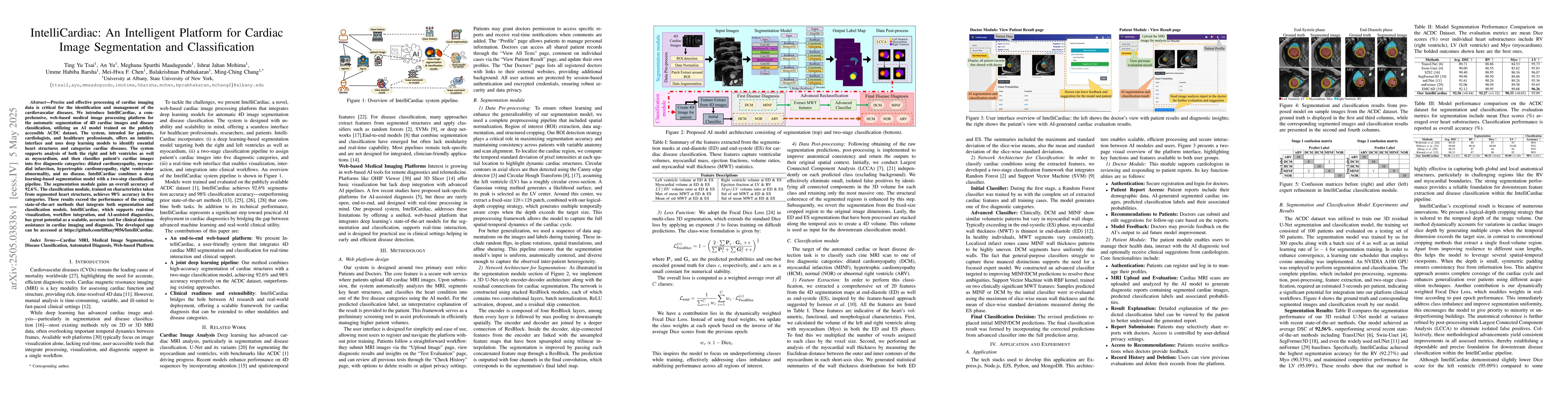 Thumbnail for IntelliCardiac: An Intelligent Platform for Cardiac Image Segmentation
  and Classification