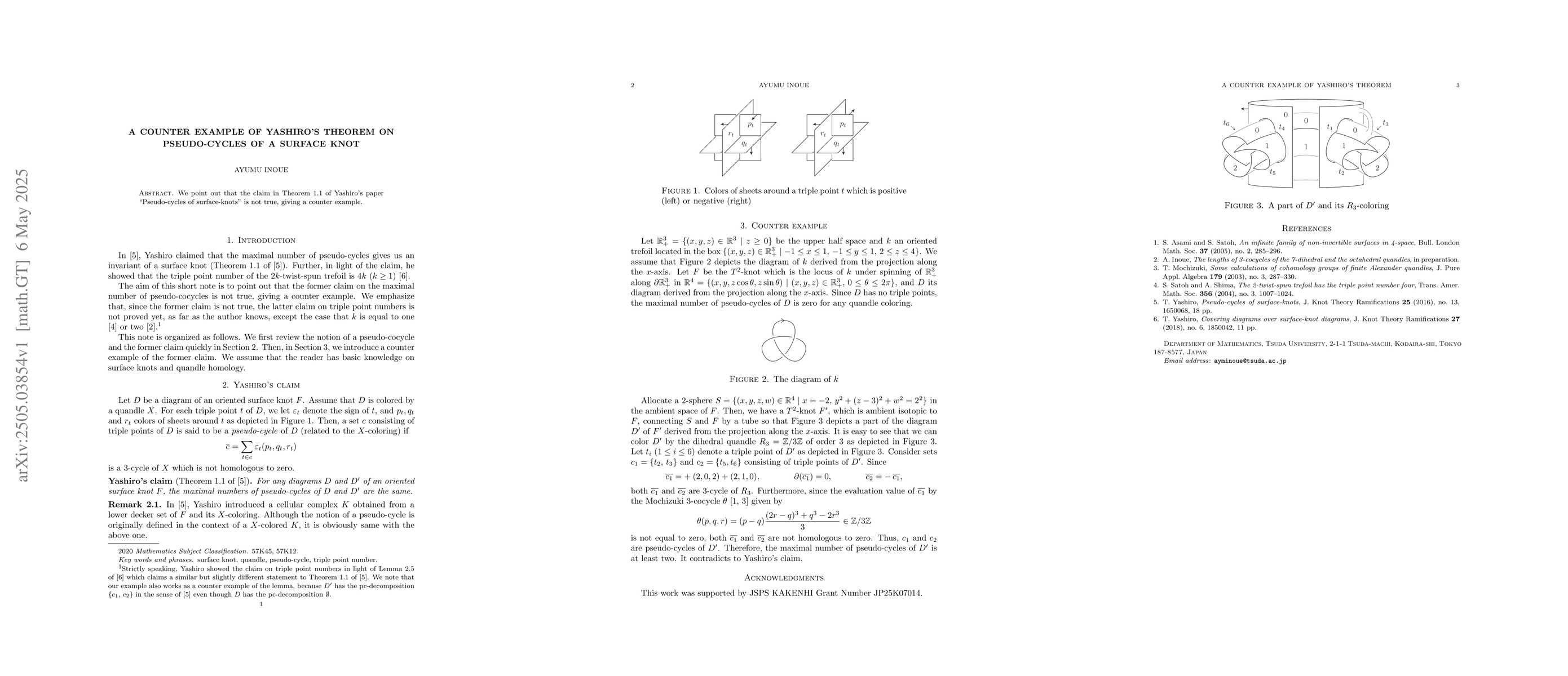 Thumbnail for A counter example of Yashiro's theorem on pseudo-cycles of a surface
  knot