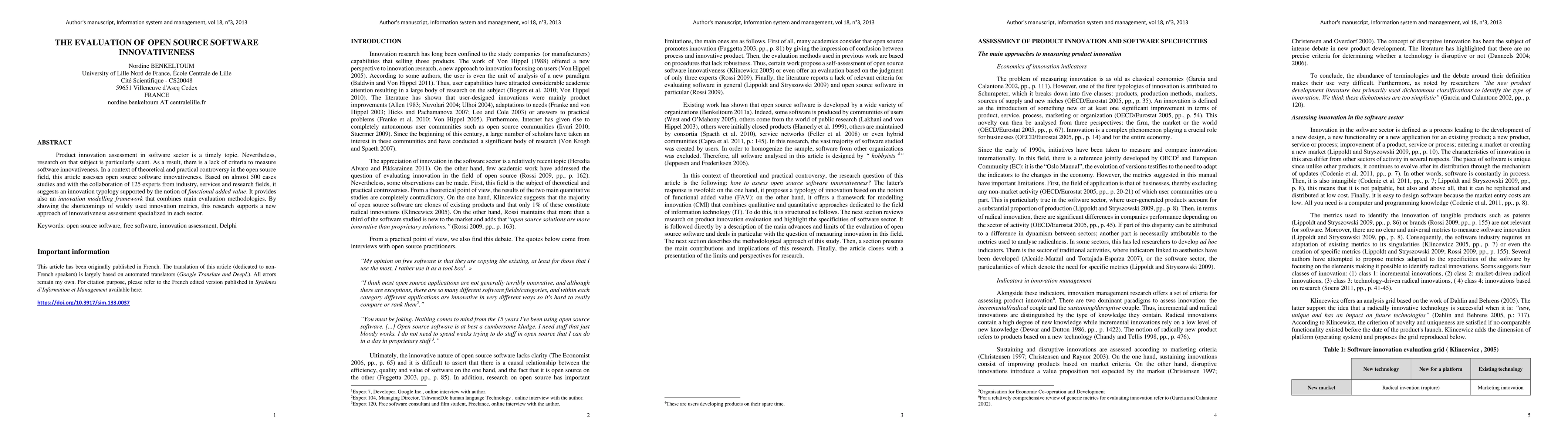 Thumbnail for The Evaluation of Open Source Software Innovativeness