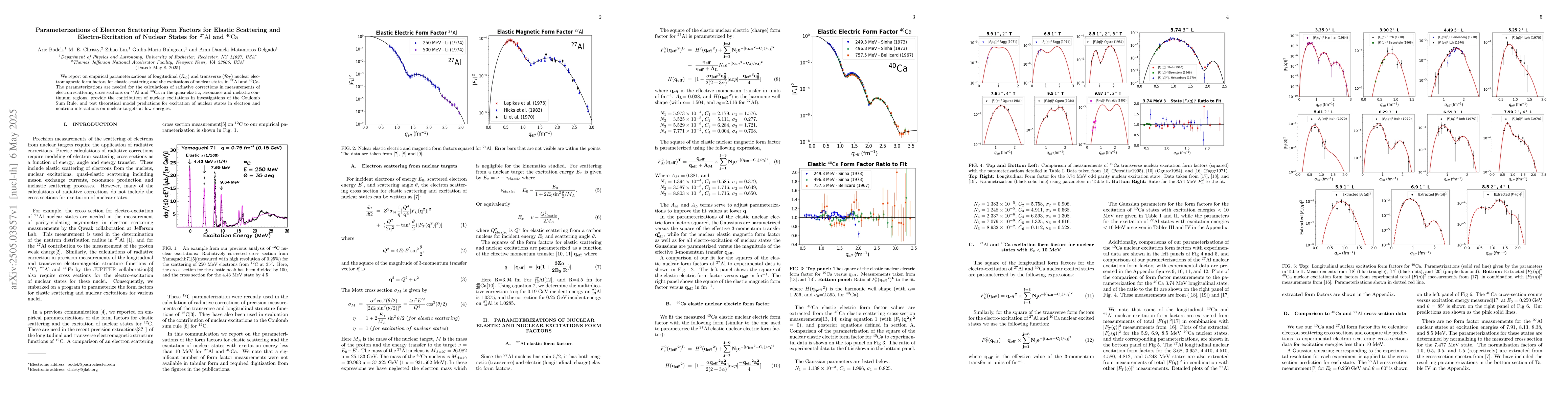 Thumbnail for Parameterizations of Electron Scattering Form Factors for Elastic
  Scattering and Electro-Excitation of Nuclear States for $\rm ^{27}Al$ and
  $\rm ^{40}Ca$